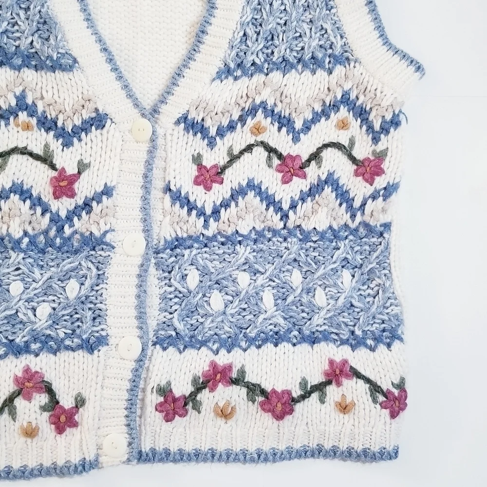 HUNTINGTON RIDGE Vintage Handknitted Cottagecore Vest S